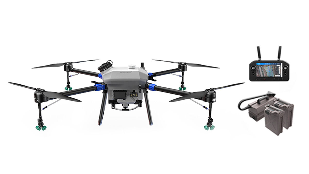 Our FP150 agriculture drone comes with everything you need for a smooth and efficient spraying operation. The packing list includes the drone, remote controller, two batteries, and battery charger.